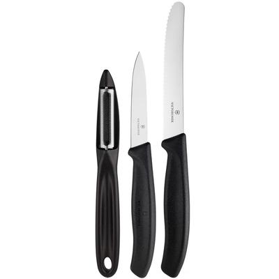 Набор ножей Victorinox Swiss Classic Paring, черный печать логотипа, надписи, принта