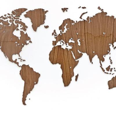 Деревянная карта мира World Map Wall Decoration Exclusive из ореха печать логотипа, надписи, принта